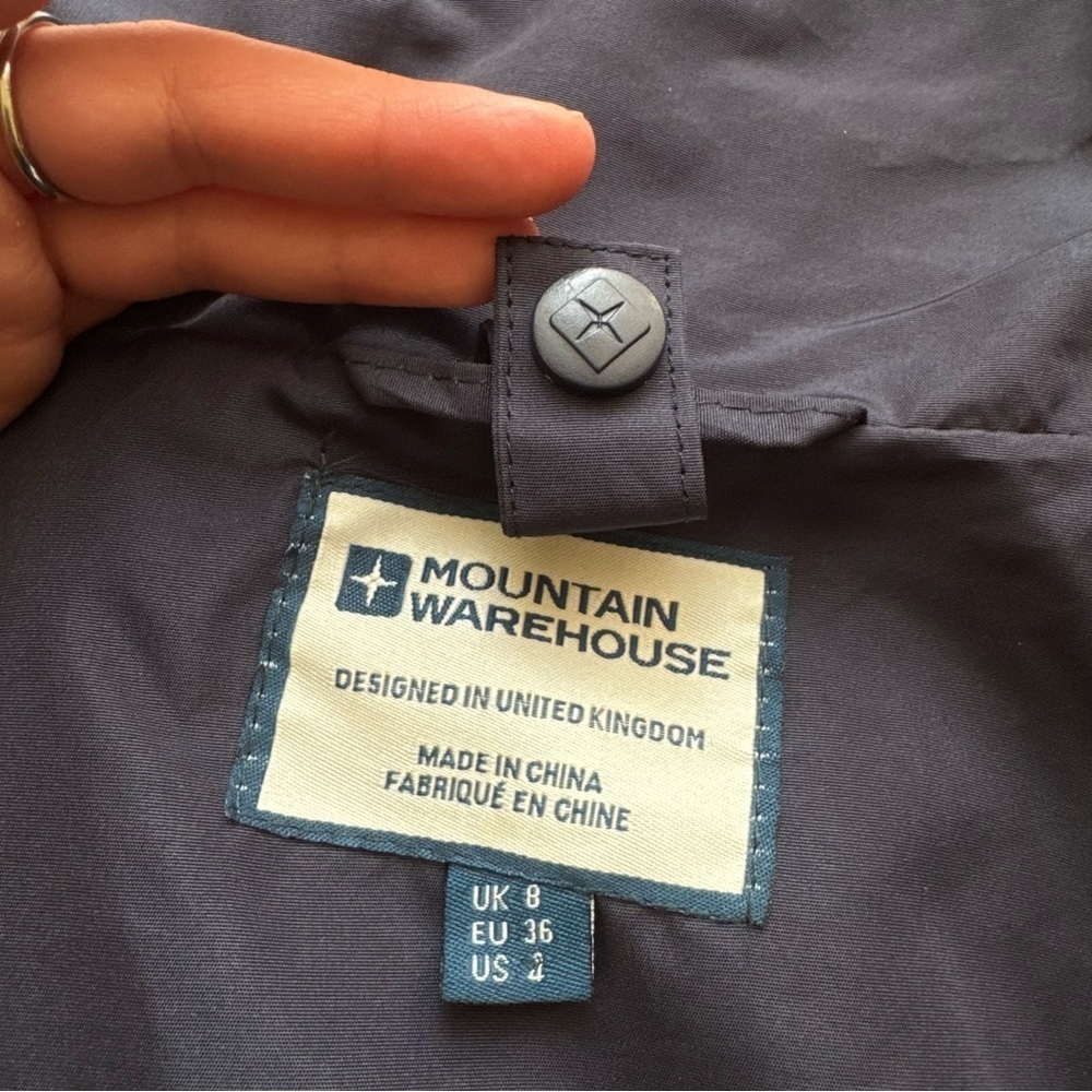 Mountain Warehouse Navy Lightweight Rain Jacket Windbreaker Hooded Outdoor Coat - Picture 8 of 10